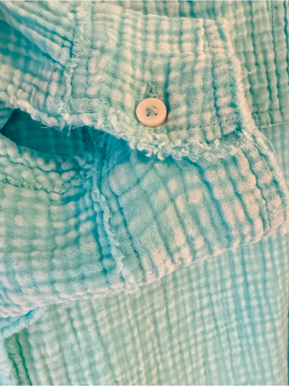 Aerie Oversized Cotton Gauze Button Down Shirt - Teal Blue - XL - Picture 5 of 5